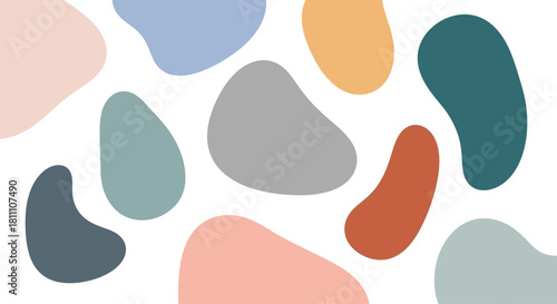 Seamless pebble stone pattern with river rock texture and vector round elements. Summer river background for bathroom floor or game design illustration.