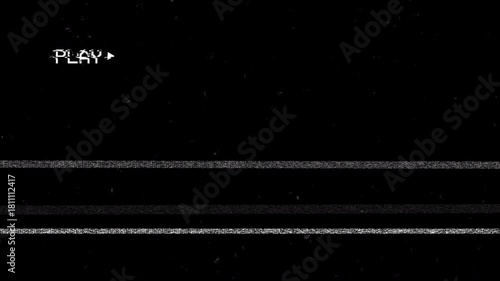 Vintage VHS play screen overlay with retro static lines and analog tape noise , ideal for nostalgic design projects, retro video themes, glitch art concepts, and creative backgrounds. 4K video