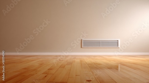 Clean and Modern Interiors with Wooden Floors and Air Vent Featuring Minimalist Design and Simple Aesthetic in Neutral Color Palette
