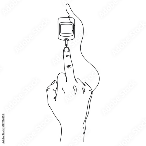 Minimalist line drawing of diabetes check offering modern, clean aesthetic for health, medical, or wellness projects with simple, elegant design appeal