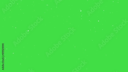 Snow falling green screen, snowfall particle animation 4k, snowing overlay chroma key green screen alpha channel background, snow winter holiday green screen background, flurry start falling seamless 