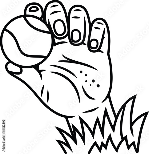 Hand holding tennis ball