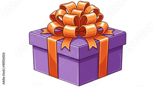 Elegant Purple Gift Box with Orange Bow - Delightful Surprise & Celebration