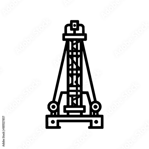 Drop tower ride amusement park thrill ride vector illustration outline design extreme attraction fairground fun