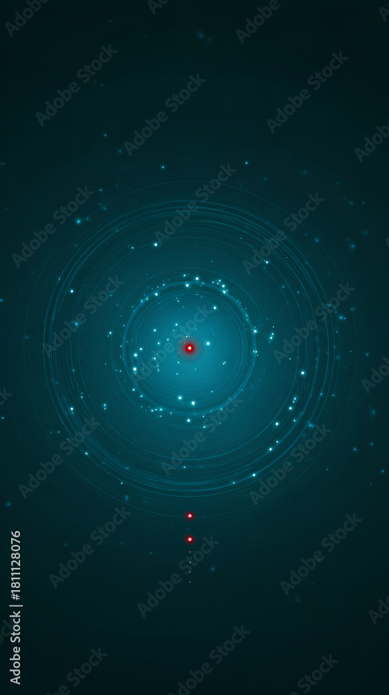 Obraz premium Teal Radar Rings With Red Risk Core
