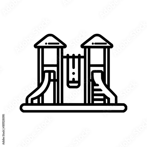 Playground equipment swing slide tower outdoor play area kids fun park recreation activity center for children