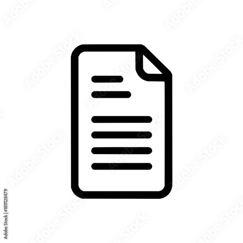 Document file page icon vector illustration paper sheet form contract note information record text 100 char