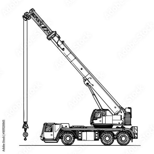 Crane truck construction machinery heavy equipment lifting vehicle industrial machine mobile crane engineering work