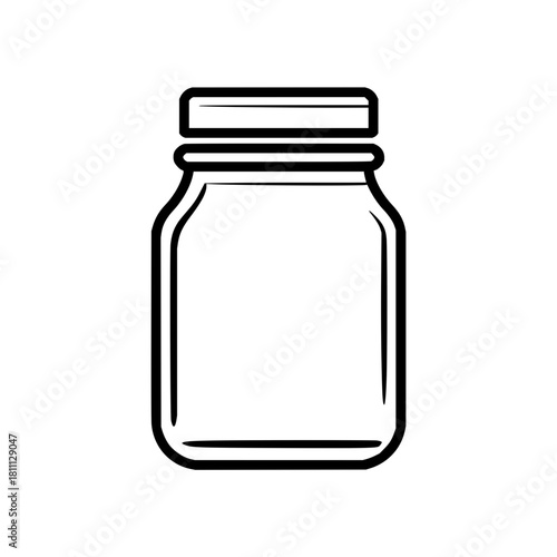 Illustration of a mason jar glass container canning jar storage jar with lid kitchenware outline art vector