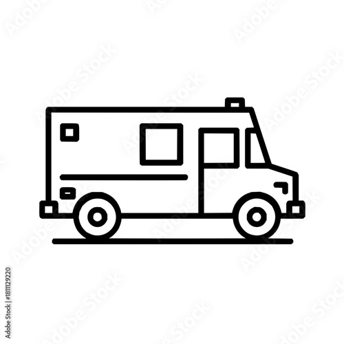 Outline van vector transport vehicle travel automobile car design transportation campervan motorhome icon graphic 100