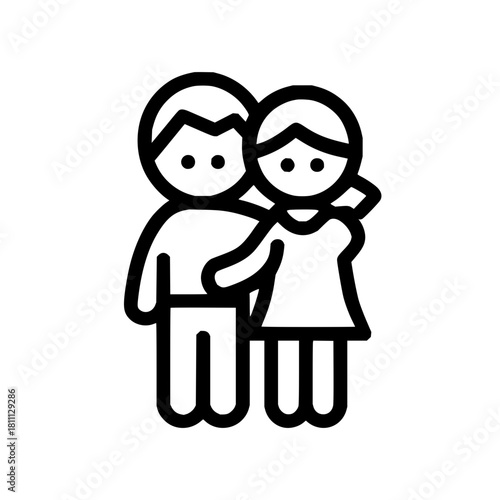 Couple love relationship romance dating valentine together affection happiness family people line art icon 100