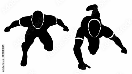 Dynamic duo of wrestlers in intense grappling action, showcasing strength and skill during a competitive match perfect for sports promotions
