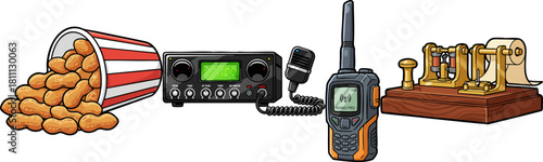 Vintage communication devices and snacks