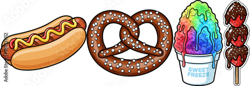 Collection of popular street food and dessert items