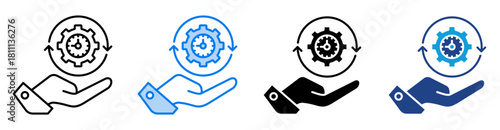 Efficiency icon set multiple style collection