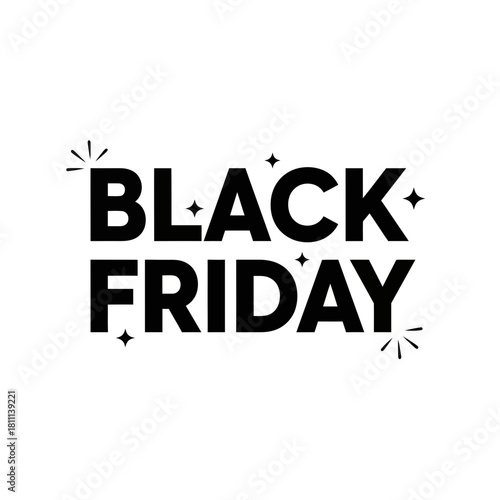 Bold black text with sparkling stars announces the annual Black Friday sale.