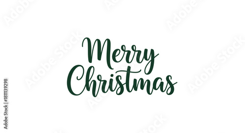 Elegant calligraphy spells out "Merry Christmas" on a clean, white background.