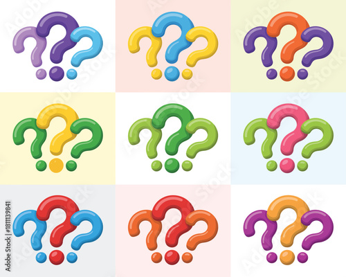 Colorful question marks grouped together representing confusion and inquiry