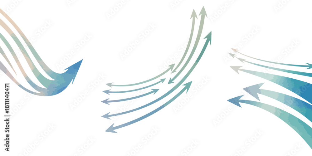 Obraz premium Abstract graphic design with flowing arrows in shades of blue and white