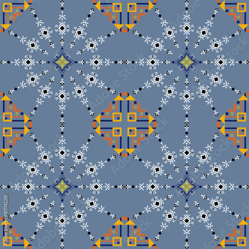 Navajo tribal vector pattern, Native American ornament, Southwestern style decor, Boho jewelry, Paisley embroidery.
