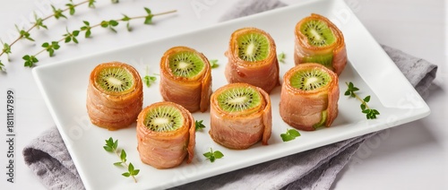 rolls with fresh kiwi - bite-sized appetizers 