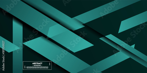 Abstract green banner background with overlapping arrow pattern element design. Vector eps10