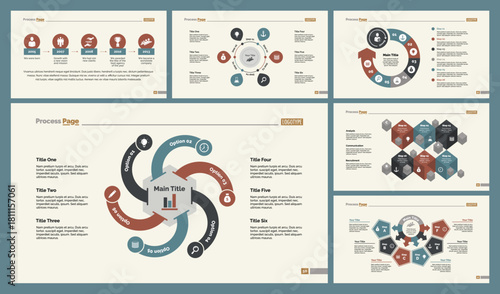 Six Production Charts Slide Templates Set