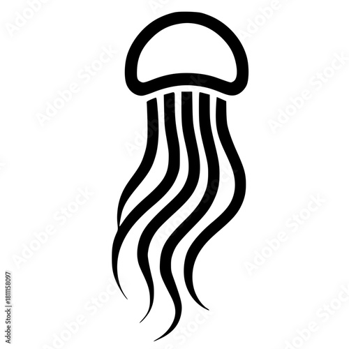 Simple minimalist jellyfish logo silhouette