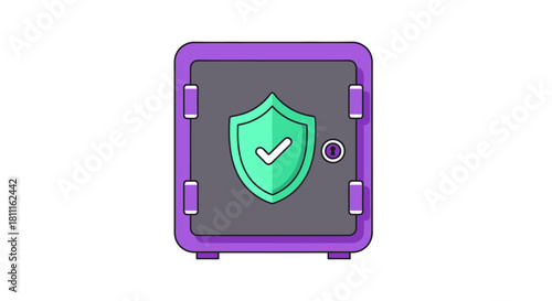 Secure your data with confidence through advanced digital protection represented by a modern safe with a checkmark shield for peace of mind