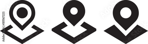 Minimalist logo design, map pin icons, red and white color scheme, curvy lines, location markers, simple geometric shapes	minimalist, symbols, vector graphic