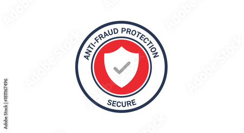 Professional anti-fraud protection shield emblem signifies secure transactions and safeguarding customer data with trust and integrity