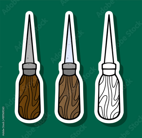 HandDrawn Awl Tools Sticker Collection