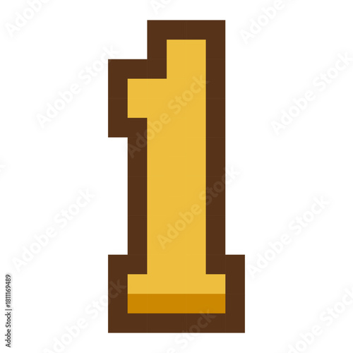 Pixel Art Number 1 Gold Icon