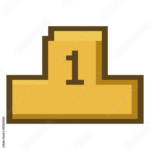 Pixel Art Gold Podium Number 1 Retro Style