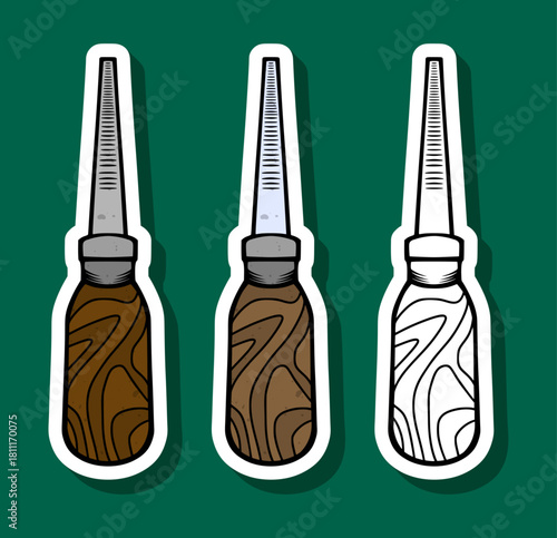 Wood Carving Chisels Sticker Set