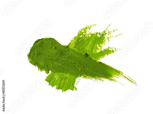 Vibrant green paint stroke with artistic texture, abstract background element.