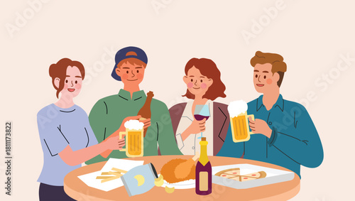 Friends toasting together concept