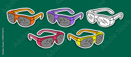 Colorful Safety Glasses Cartoon Illustration