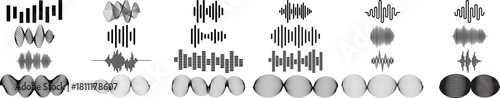 Abstract Soundwave and Audio Waveform Vector Collection