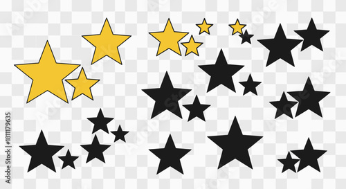 Illustration of Scattered Star Clusters in Black and Gold