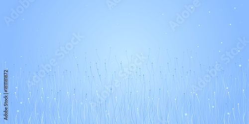 Abstract neural network visualization with glowing nodes and connecting lines. Digital representation of artificial intelligence or brain activity.