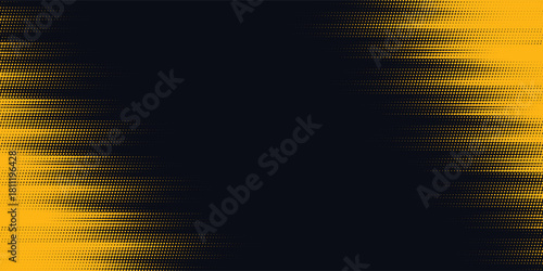 Halftone yellow dots pattern and black gradient grunge texture background. Dotted line comic sport style vector illustration.Vector ilustration