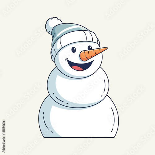 Charming snowperson illustration radiating winter joy with cheerful smile and warm-hearted vibe