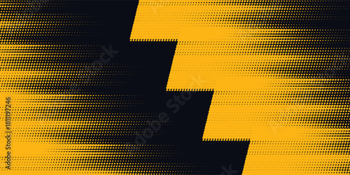 Halftone yellow dots pattern and black gradient grunge texture background. Dotted line comic sport style vector illustration.Vector ilustration