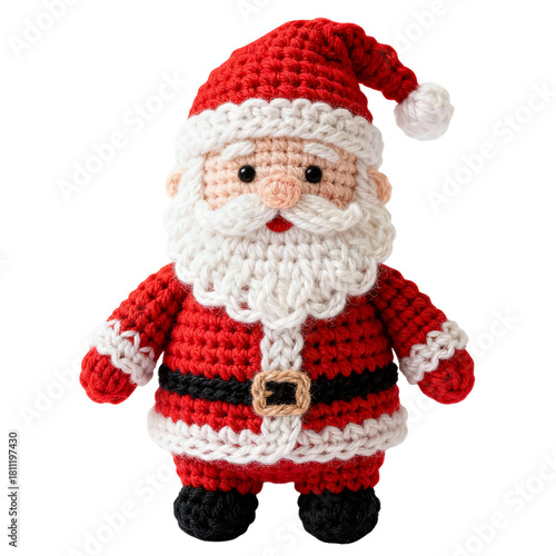 3D isolated Santa Claus in the form of made of yarn in the handmade yarn world style