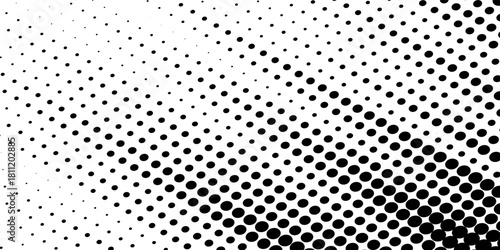 Grunge halftone diagonal scratch background. Fading grit noise texture. Dotted pop art sandy wallpaper. Retro pixel backdrop. Anime or manga style comic overlay. Vector slanted halfton glitch template