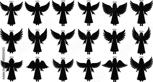 Silhouette of children jumping over barbed wire fence, freedom and overcoming obstacles concept, vector illustration