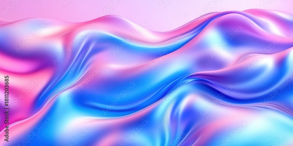 custom made wallpaper toronto digitalPink and blue iridescent waves create abstract fluid surface background with gradient colors and smooth glossy texture. Modern visual aesthetic for design or decor