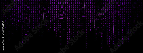 Binary code rain bg. Matrix style background. High-tech cyber effect with glowing numbers.