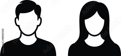 Black silhouette icons of a man and a woman vector